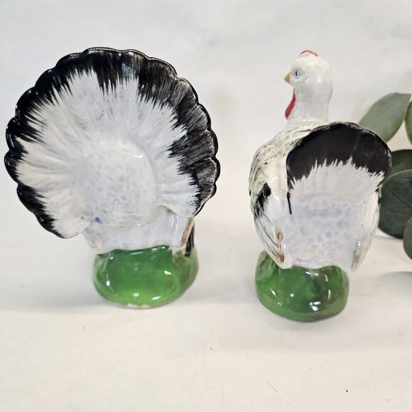 Large Vintage Thanksgiving Turkey Salt & Pepper Shakers Male Female Japan MCM - Picture 4 of 9